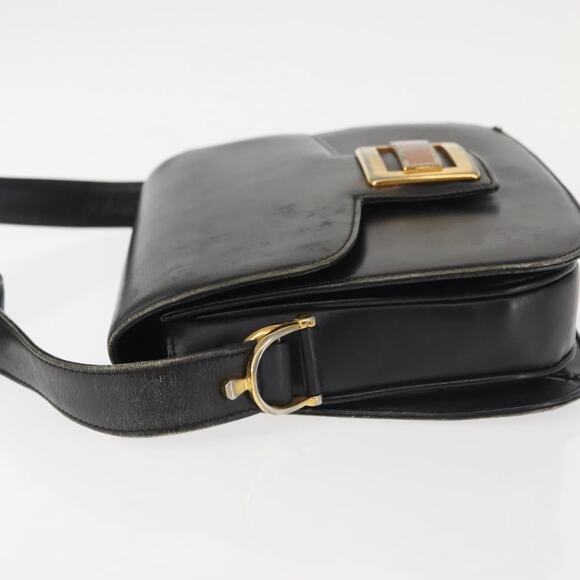 GUCCI Shoulder Bag Leather Navy Gold - Picture 5 of 12